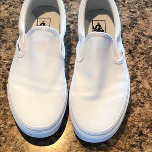 Vans All White Slip Ons Size 7 Men or 8.5 Women
